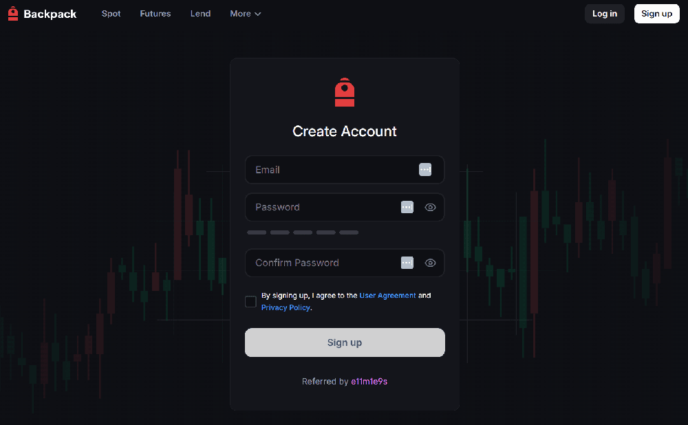 Backpack Exchange registrering med referenskod