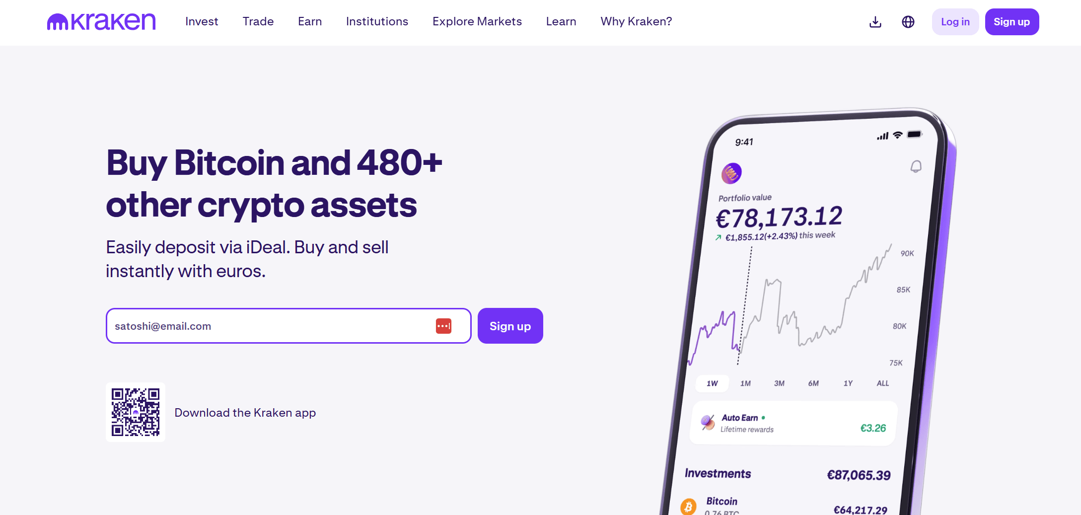 Kraken webbplats med inbjudningskod