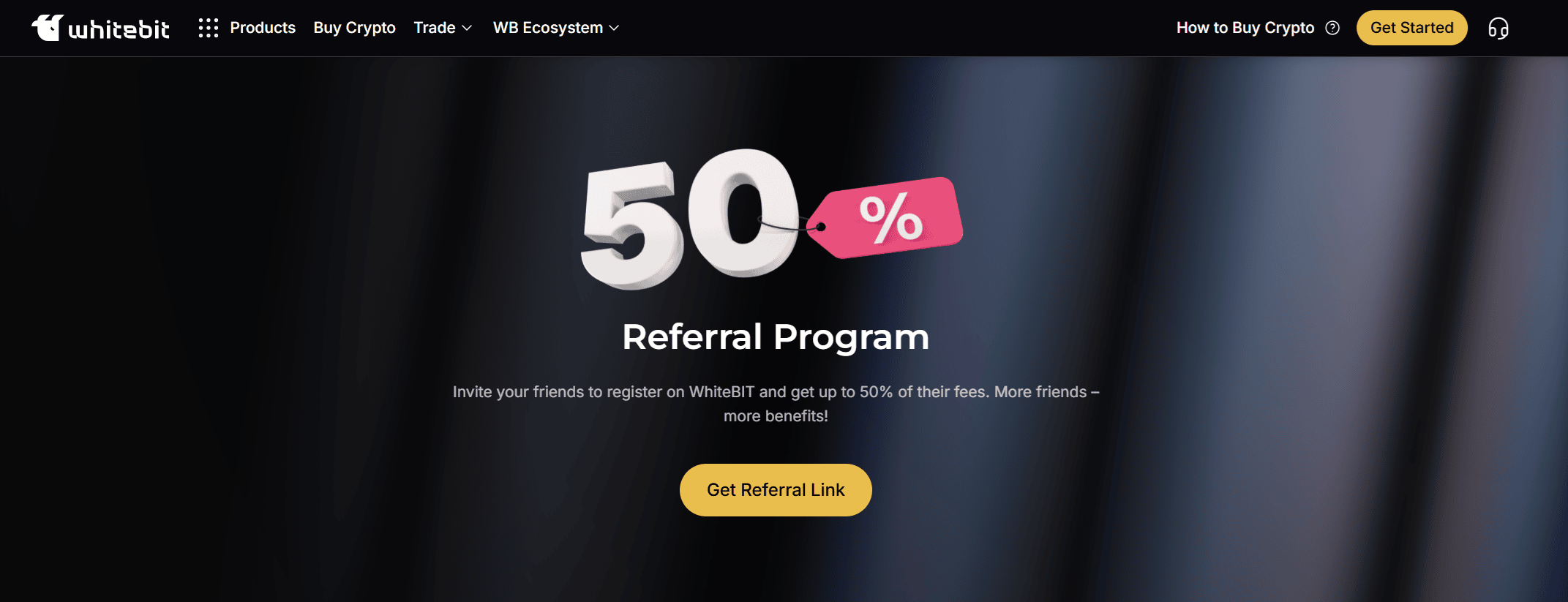 WhiteBIT referral program dashboard med earnings-översikt